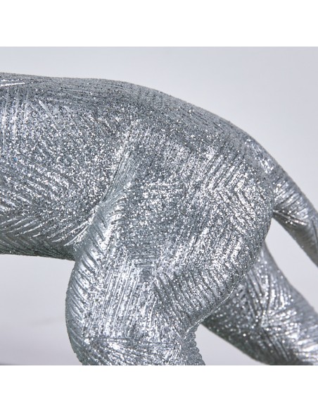 Figura de pantera resina en plata.