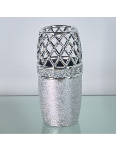 Jarrón cerámica plata 33cm 2