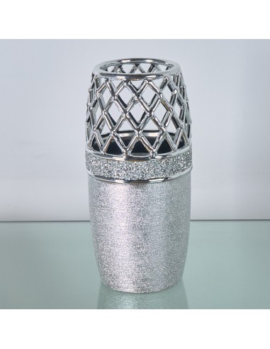 Jarrón cerámica plata 33cm