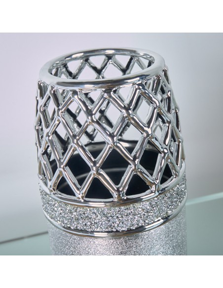 Jarrón cerámica plata 33cm
