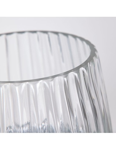 Jarrón cilíndrico cristal ondulado 33cm