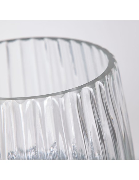 Jarrón cilíndrico cristal ondulado 33cm