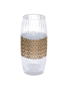 Jarrón cilíndrico cristal ondulado 33cm