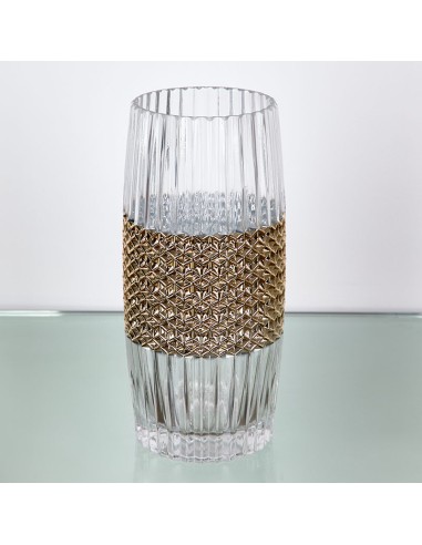 Jarrón cristal y dorado 30cm