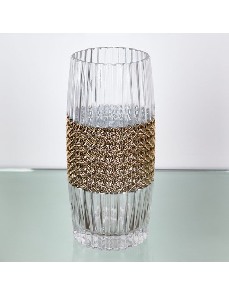 Jarrón cristal y dorado 30cm