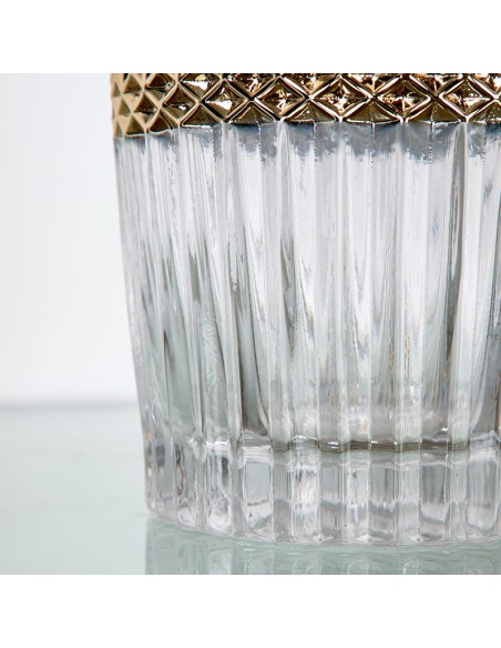 Jarrón cristal y dorado 30cm