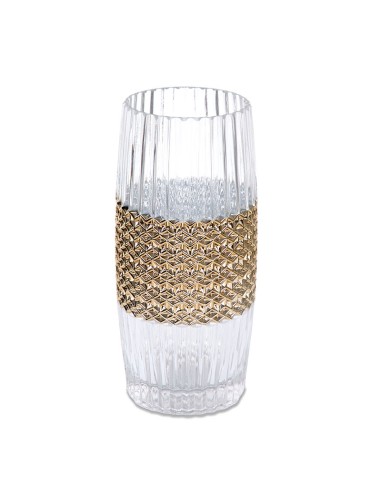 Jarrón cristal y dorado 30cm
