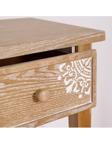 Recibidor de madera con tres cajones decorados