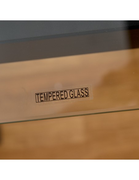 Mesa de comedor cristal con patas negras