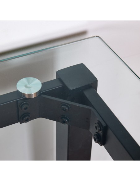 Mesa de comedor cristal con patas negras