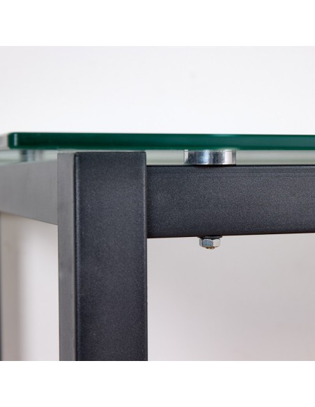 Mesa de comedor cristal con patas negras