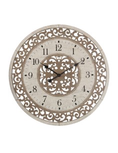 Reloj de madera con diseño artesanal estilo mandala calado.