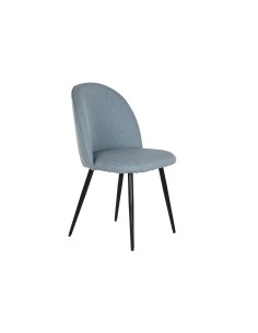 Silla en poliéster azul con patas en metal