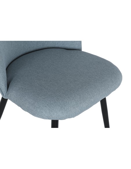Silla en poliéster azul con patas en metal