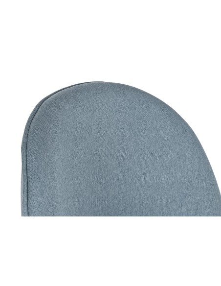 Silla en poliéster azul con patas en metal