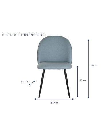 Silla en poliéster azul con patas en metal