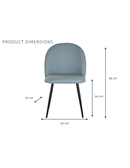 Silla en poliéster azul con patas en metal