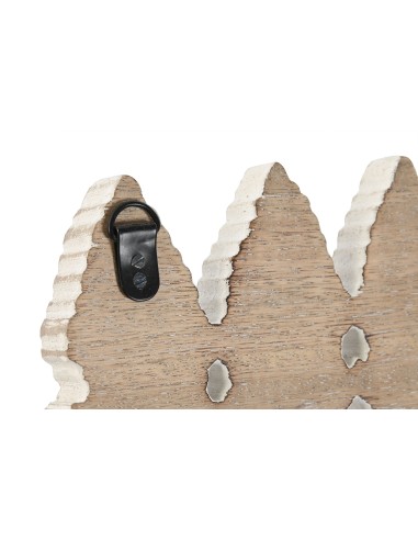 Perchero de pared en madera con cinco perchas