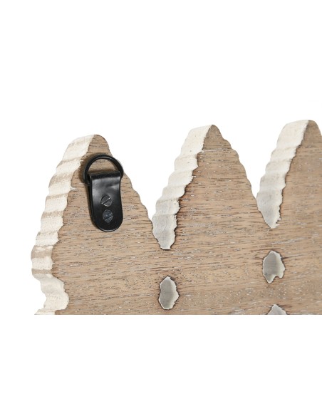 Perchero de pared en madera con cinco perchas