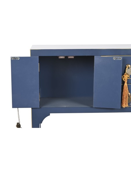 Consola de madera oriental en azul