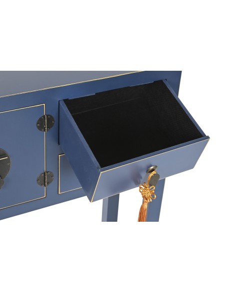 Consola de madera oriental en azul