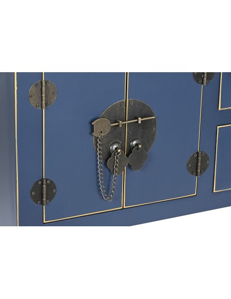 Consola de madera oriental en azul