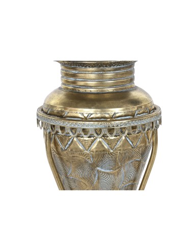 Jarrón metal con diseño de tinaja con base en...