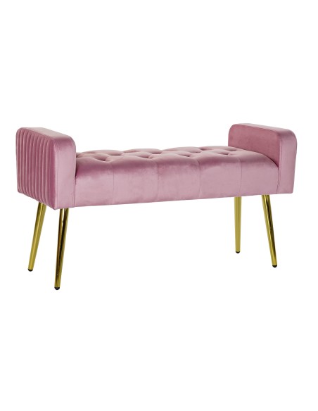 Descalzadora en poliéster y terciopelo en rosa con patas doradas