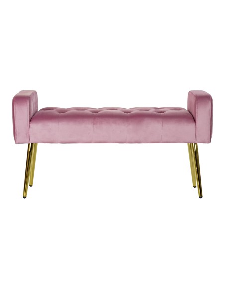 Descalzadora en poliéster y terciopelo en rosa con patas doradas