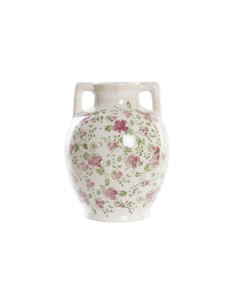 Jarrón de cerámica con asas diseño floral