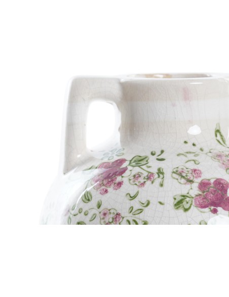 Jarrón de cerámica con asas diseño floral