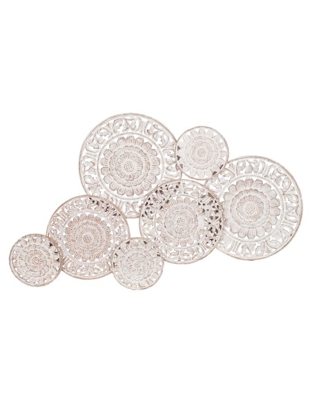 Decoración de pared madera circulos