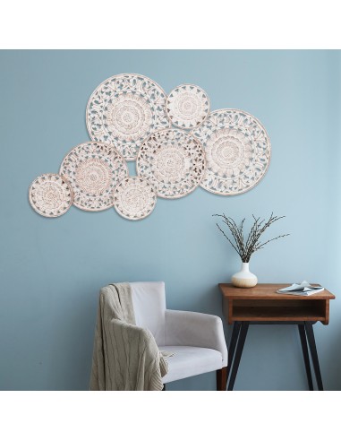 Decoración de pared madera circulos