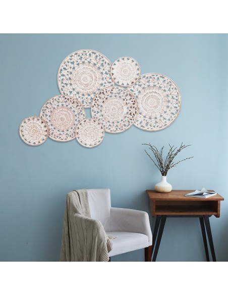 Decoración de pared madera circulos