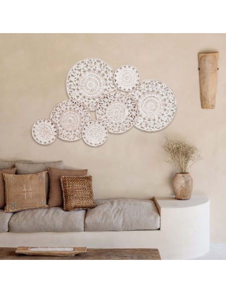 Decoración de pared madera circulos