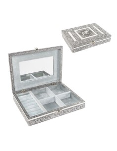 Joyero de metal en plateado adorno elefante.