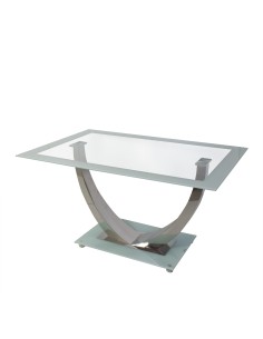 Mesa de cristal con pata de acero cromado