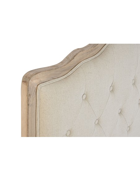 Cabecero de cama madera de roble y poliéster beige