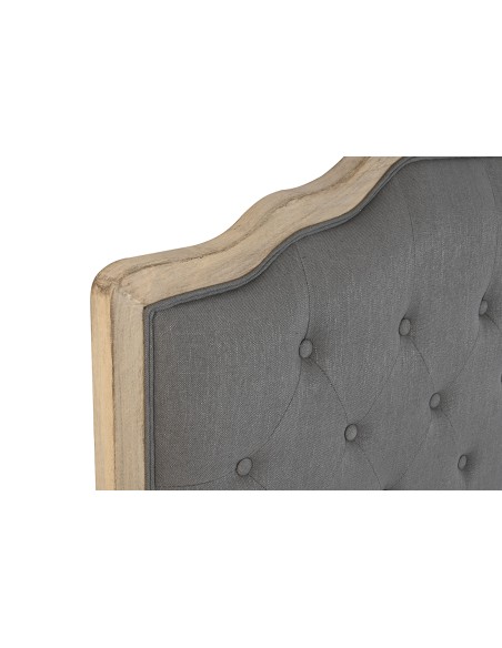Cabecero de cama de roble y poliéster gris oscuro