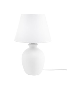 Lampara de sobremesa de cerámica en blanca.