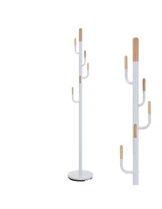 Percha de suelo de madera color blanco y madera