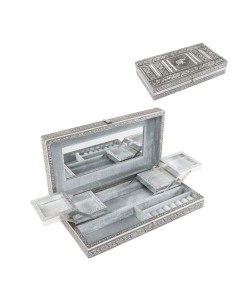 Joyero de madera y metal en plateado