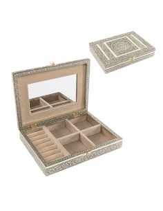 Joyero de madera y metal en color champagne