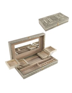 Joyero de madera y metal en color champagne