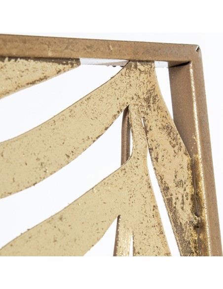 Decoración de pared en metal y madera diseño hojas