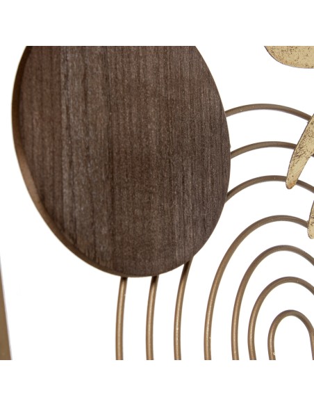 Decoración de pared en metal y madera diseño hojas