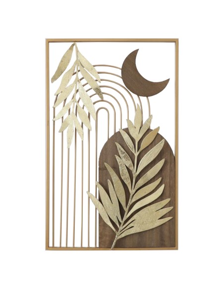 Decoración de pared de metal y madera