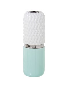 Jarrón de cerámica blanco y verde