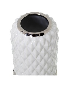 Jarrón de cerámica blanco y verde 2