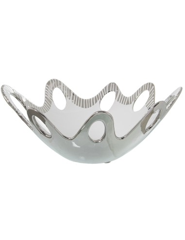 Centro de cerámica blanco y plata